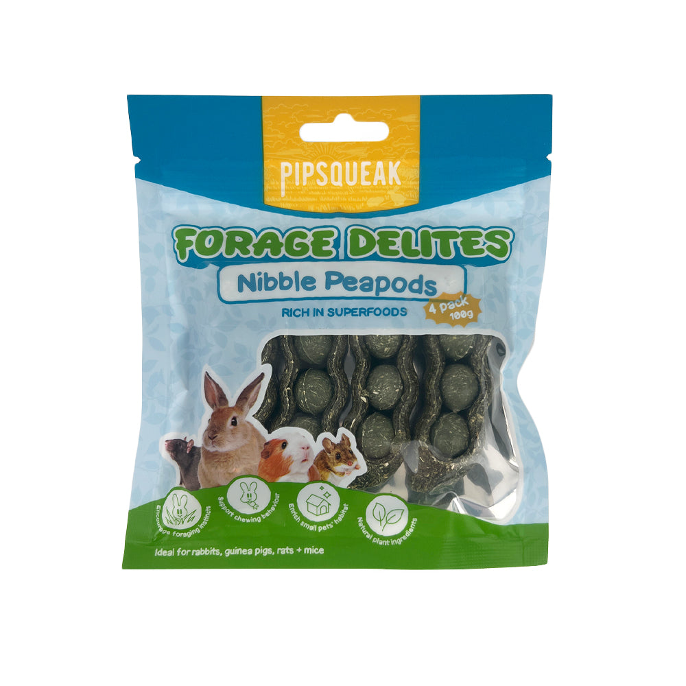 PIPSQUEAK Forage Delites Nibble Pea Pods 4 Pack