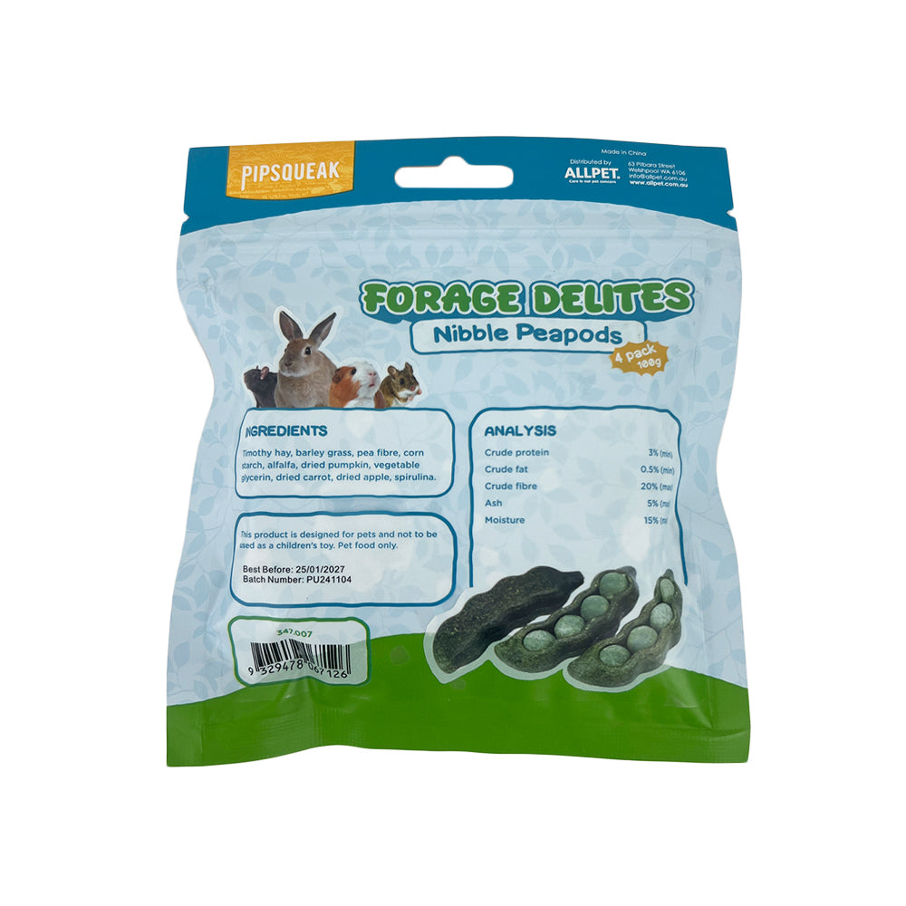 PIPSQUEAK Forage Delites Nibble Pea Pods 4 Pack