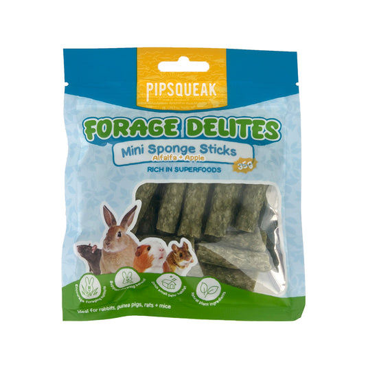 PIPSQUEAK Forage Delites Mini Sponge Sticks Alfalfa & Apple 35g