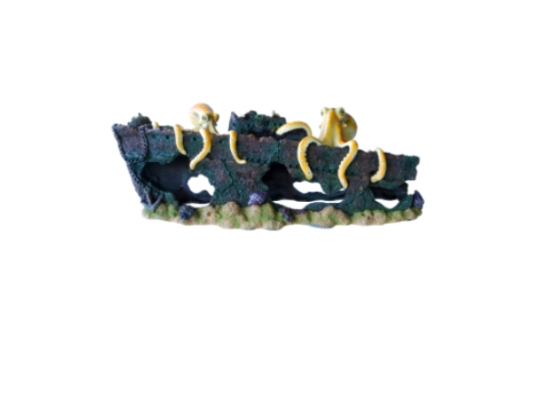 AQUA CARE AQUARIUM DECOR ORNAMENT SHIP WITH OCTOPUS 41CM