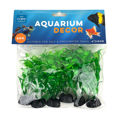 Aqua Care Aquarium Decoration Plant Green 3 Size Options(6 pack per bag)