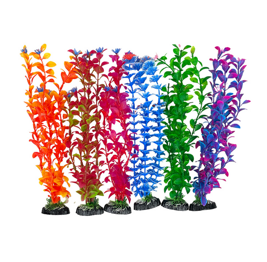 Aqua Care Aquarium Decoration Plant Multiple Colors 3 Size Options( 6 Pack per bag)