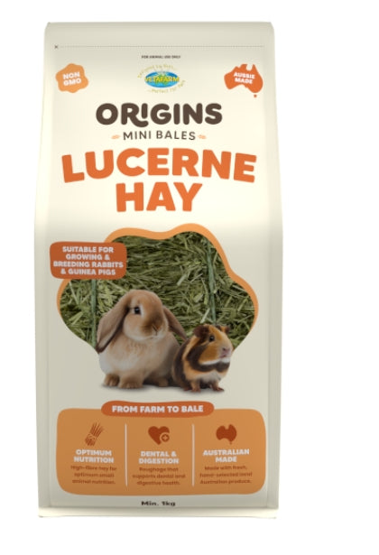 Vetafarm Origins Lucerne Hay Mini Bale 1kg