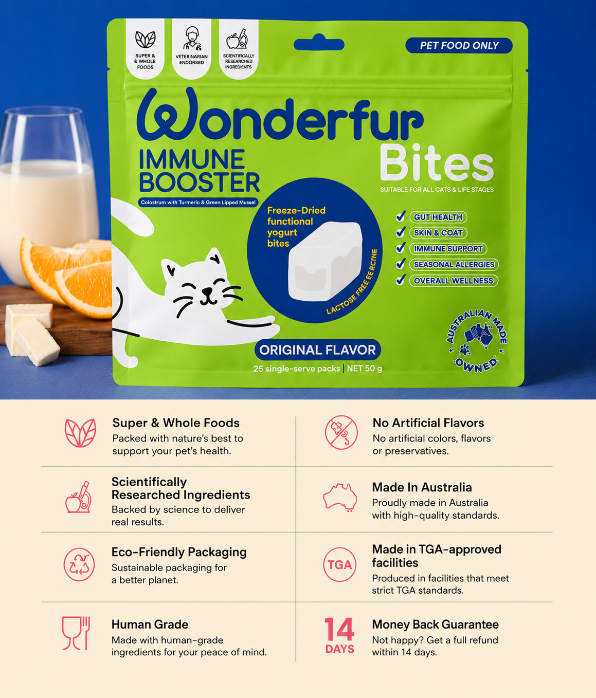 Bites Immune Booster Cat Probiotic Yogurt Freeze Dried Chews