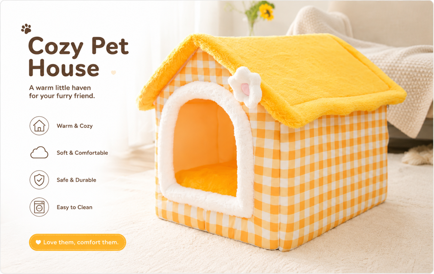 Foldable Dog House Pet Cat Bed Winter Dog Villa Sleep Kennel Removable Nest Warm Enclosed Cave Sofa Pets Supplies