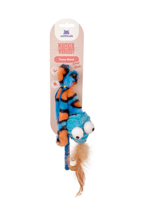 CATTITUDE CAT TOY WHISKER WORKOUT SIMON SNAKE TEASE WAND