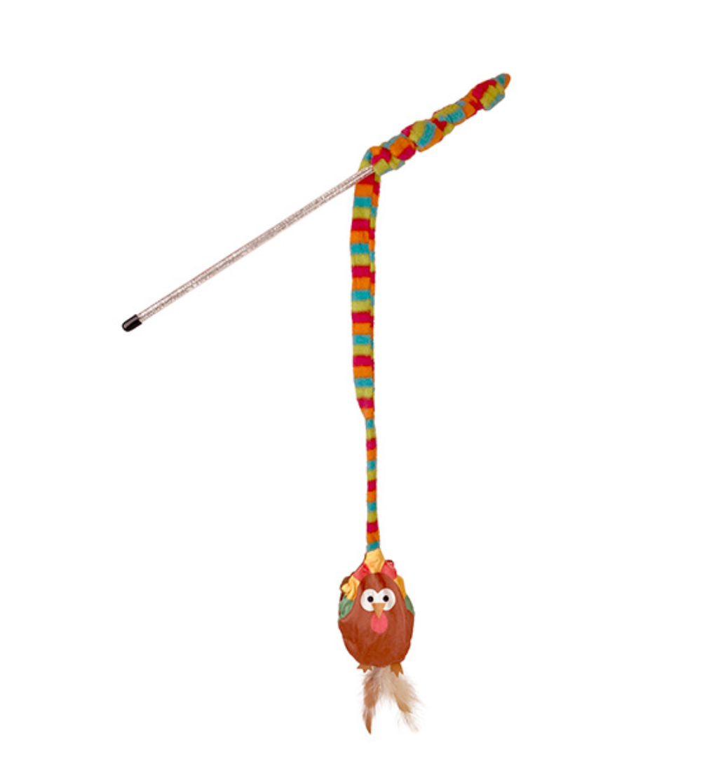 CATTITUDE CAT TOY WHISKER WORKOUT TIM TURKEY TEASE WAND