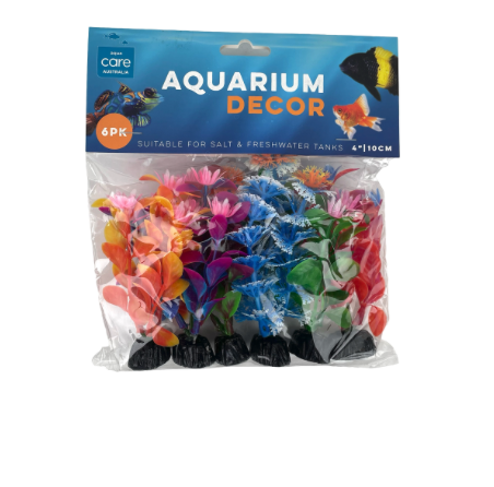 AQUA CARE AQUARIUM DECOR PLANT MULTI COLOUR SML (6PACK)