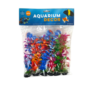 AQUA CARE AQUARIUM DECOR PLANT MULTI COLOUR SML (6PACK)