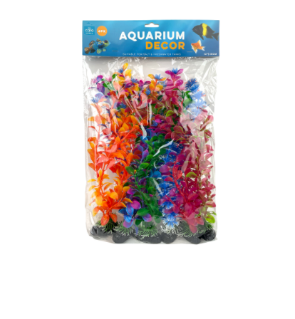 AQUA CARE AQUARIUM DECOR PLANT MULTI COLOUR SML (6PACK)