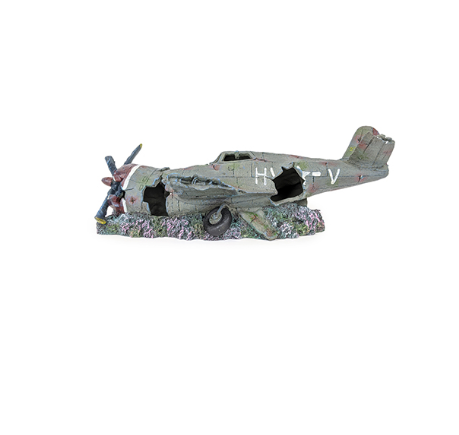 AQUA CARE AQUARIUM DECOR ORNAMENT SUNKEN PLANE WRECK 65CM