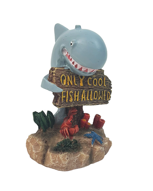 AQUA CARE AQUARIUM DÉCOR ORNAMENT SHARK W/SIGN 9.5CM