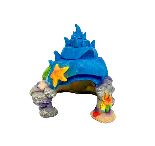 AQUA CARE AQUARIUM DECOR ORNAMENT SHELL HOUSE BLUE