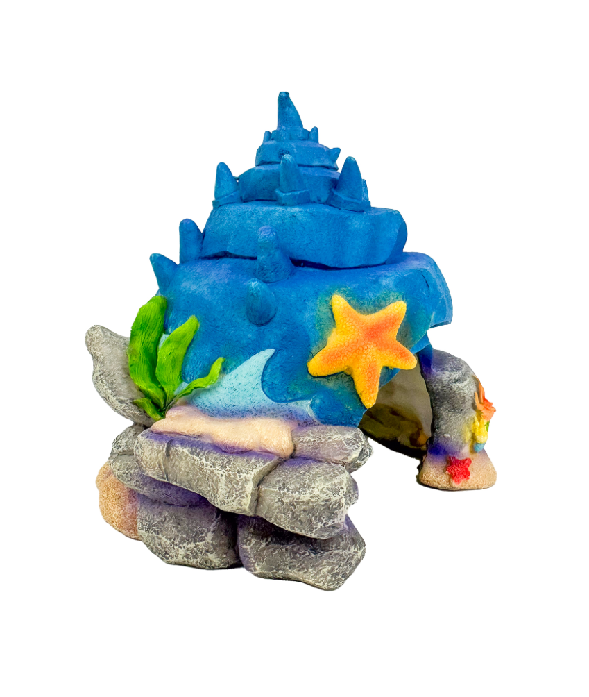AQUA CARE AQUARIUM DECOR ORNAMENT SHELL HOUSE BLUE