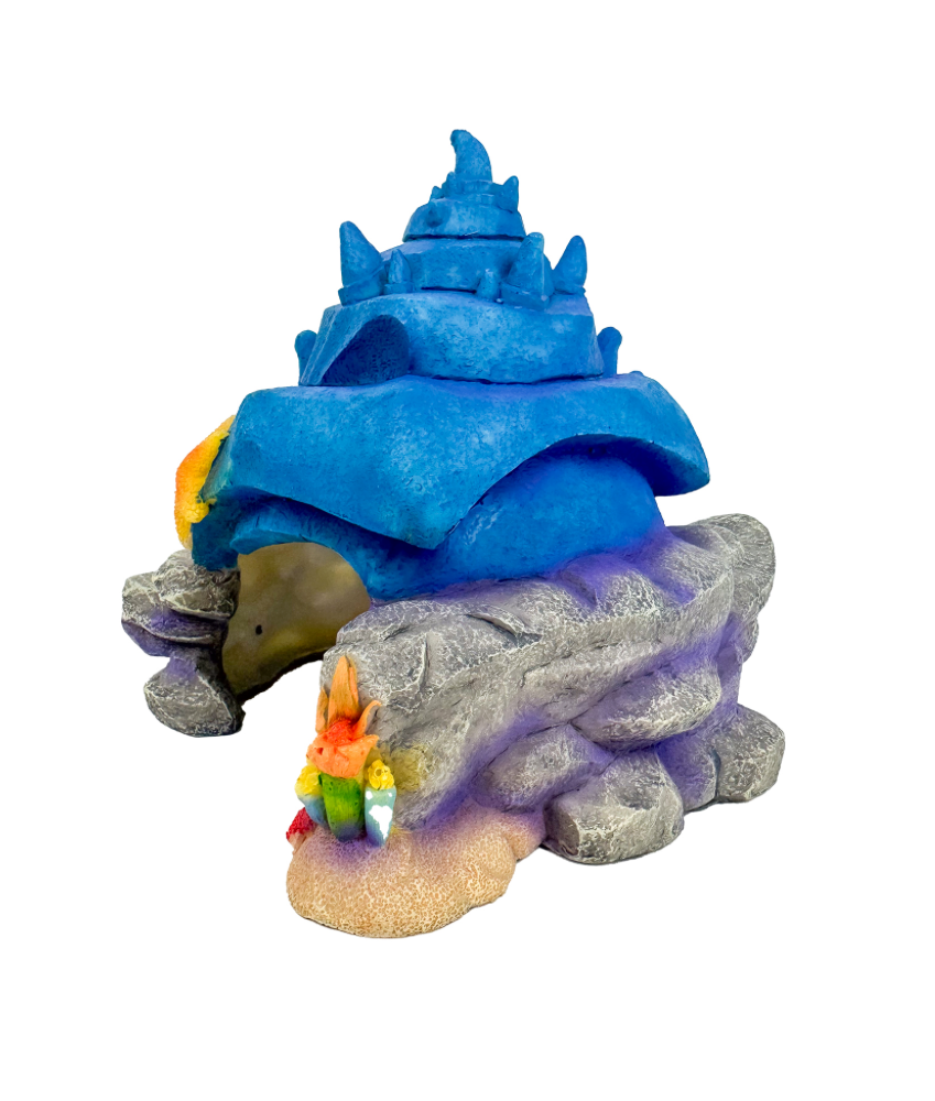 AQUA CARE AQUARIUM DECOR ORNAMENT SHELL HOUSE BLUE