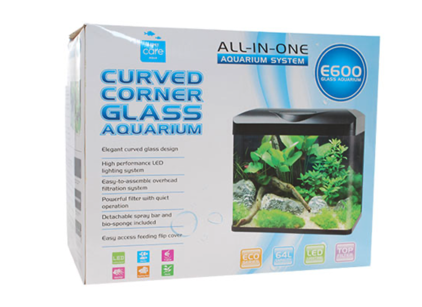 Aqua Care Aqua Care E-Series All in One Glass Curved Corner 4 Sizes available