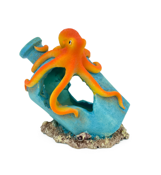AQUA CARE AQUARIUM DECOR ORNAMENT OCTOPUS ON BOTTLE