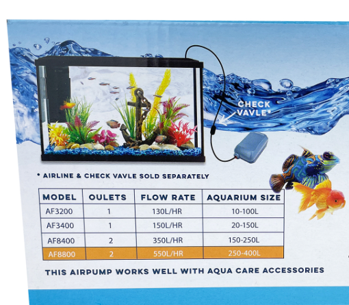 AQUA CARE AQUARIUM AIR PUMP Type AF3200&AF3400&AF8400&AF8800 Multiple Size