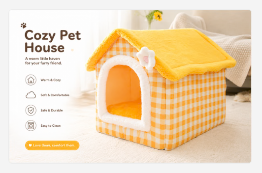Foldable Dog House Pet Cat Bed Winter Dog Villa Sleep Kennel Removable Nest Warm Enclosed Cave Sofa Pets Supplies