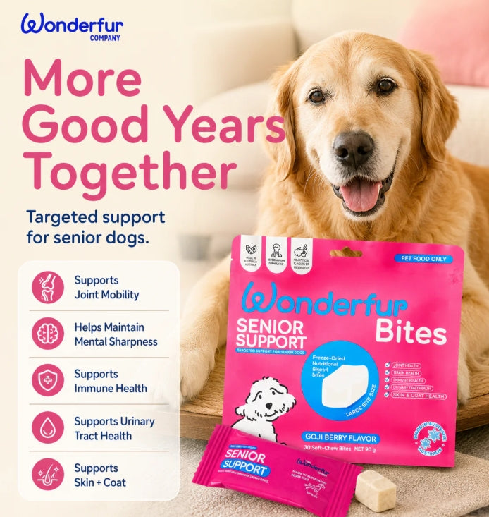 Bites Senior Support Dog Probiotic Yogurt Freeze Dried Chews 25 Single Serve Per Pack