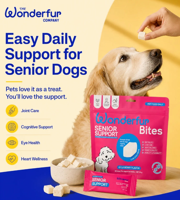 Bites Senior Support Dog Probiotic Yogurt Freeze Dried Chews 25 Single Serve Per Pack