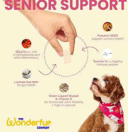 Bites Senior Support Dog Probiotic Yogurt Freeze Dried Chews 25 Single Serve Per Pack
