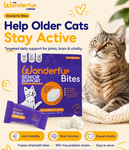 Bites Senior Support Cat Probiotic Yogurt Freeze Dried Chews 25 Single Serve Per Pack