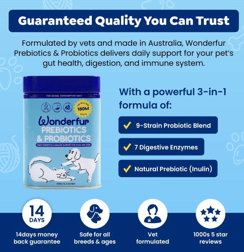 Wonderfur Prebiotics & Probiotics for Dogs and Cats 150g
