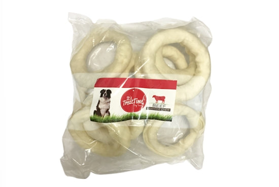 IT'S TREAT TIME DOG RAWHIDE RING 120CM 10 per bag