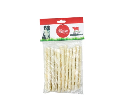 IT'S TREAT TIME DOG RAWHIDE TWIST STICKS WHITE 12CM 20 per bag