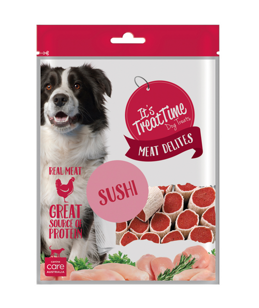 IT'S TREAT TIME DOG CHICKEN JERKY POLL SUSHI Two Sizes Available