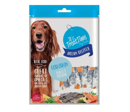 IT'S TREAT TIME DOG FISHSKIN & SWEET POTATO  2 Sizes Availabe