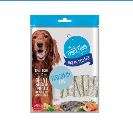 IT'S TREAT TIME DOG FISHSKIN BAR  2 Sizes Availabe